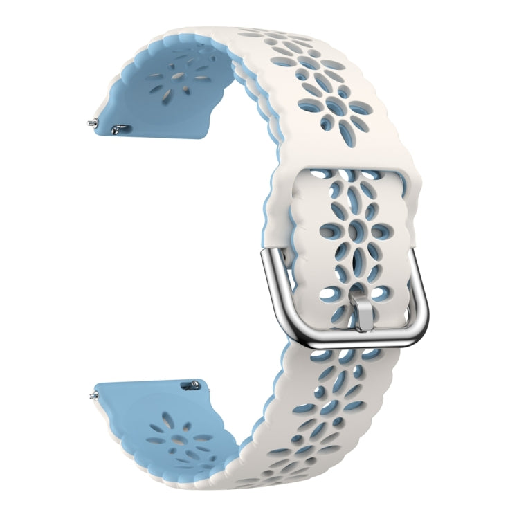 For Samsung Galaxy Watch 6 / 6 Classic Two Color Plum Blossom Hollowed Silicone Watch Band