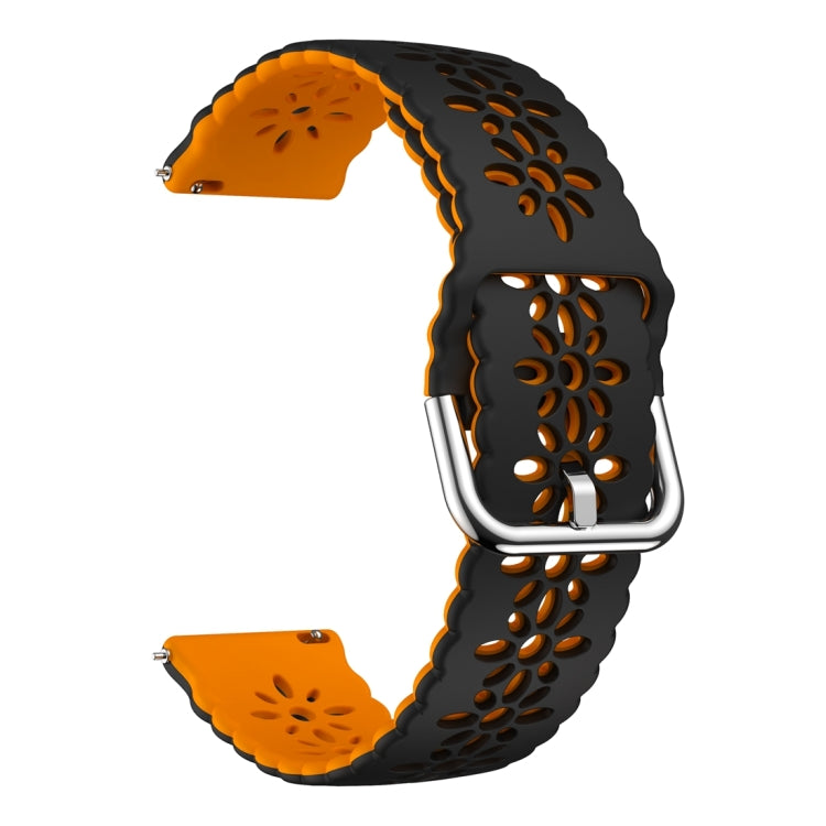 For Samsung Galaxy Watch 6 / 6 Classic Two Color Plum Blossom Hollowed Silicone Watch Band