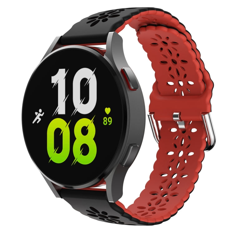 For Samsung Galaxy Watch 6 / 6 Classic Two Color Plum Blossom Hollowed Silicone Watch Band