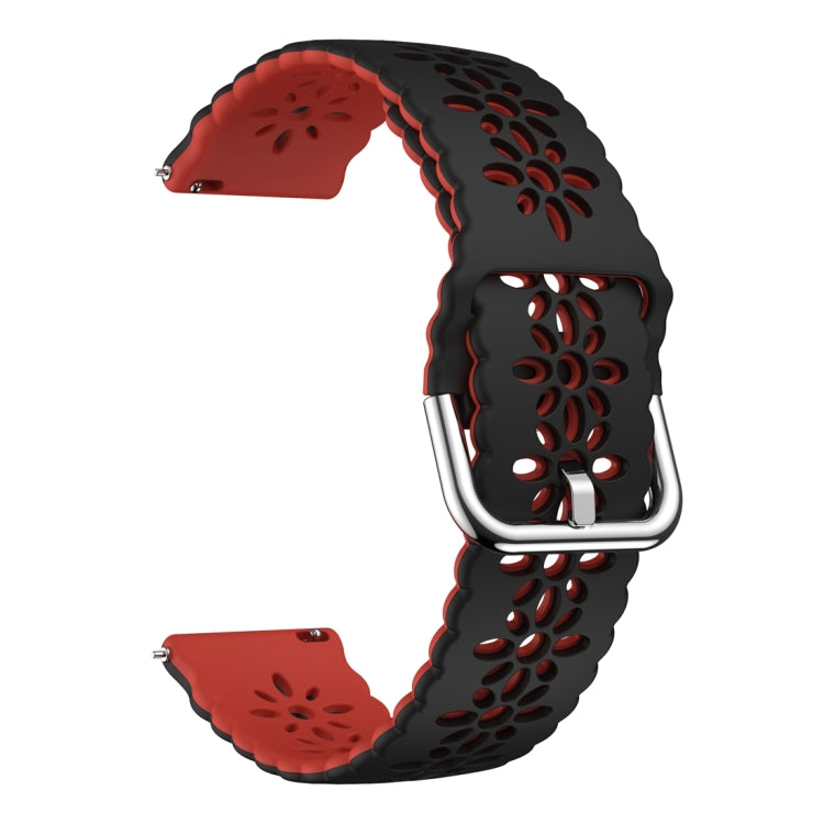 For Samsung Galaxy Watch 6 / 6 Classic Two Color Plum Blossom Hollowed Silicone Watch Band