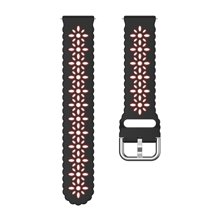 For Samsung Galaxy Watch 6 / 6 Classic Two Color Plum Blossom Hollowed Silicone Watch Band