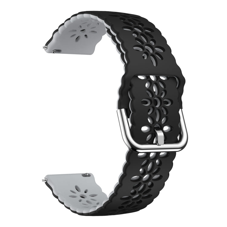 For Samsung Galaxy Watch 6 / 6 Classic Two Color Plum Blossom Hollowed Silicone Watch Band