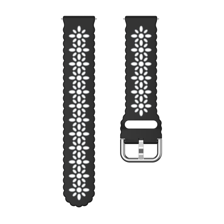 For Samsung Galaxy Watch 6 / 6 Classic Two Color Plum Blossom Hollowed Silicone Watch Band
