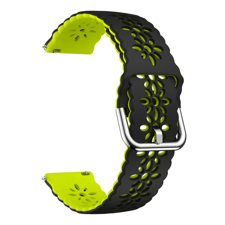 For Samsung Galaxy Watch 6 / 6 Classic Two Color Plum Blossom Hollowed Silicone Watch Band