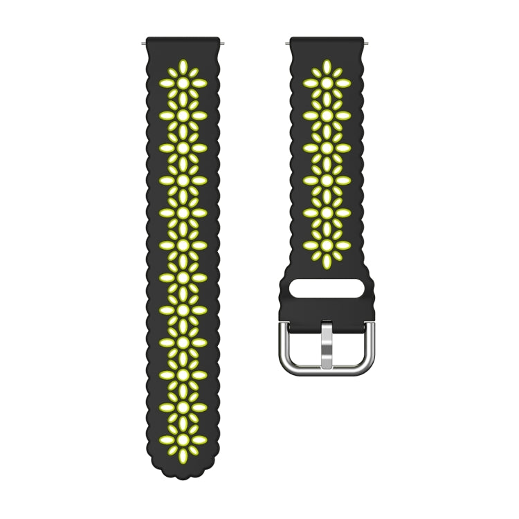 For Samsung Galaxy Watch 6 / 6 Classic Two Color Plum Blossom Hollowed Silicone Watch Band
