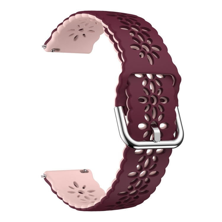 For Samsung Galaxy Watch 6 / 6 Classic Two Color Plum Blossom Hollowed Silicone Watch Band