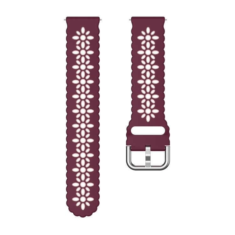 For Samsung Galaxy Watch 6 / 6 Classic Two Color Plum Blossom Hollowed Silicone Watch Band