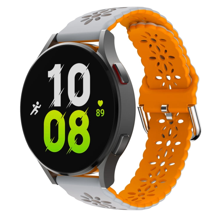 For Samsung Galaxy Watch 6 / 6 Classic Two Color Plum Blossom Hollowed Silicone Watch Band