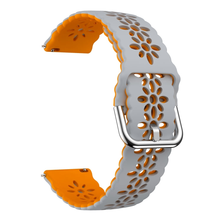 For Samsung Galaxy Watch 6 / 6 Classic Two Color Plum Blossom Hollowed Silicone Watch Band