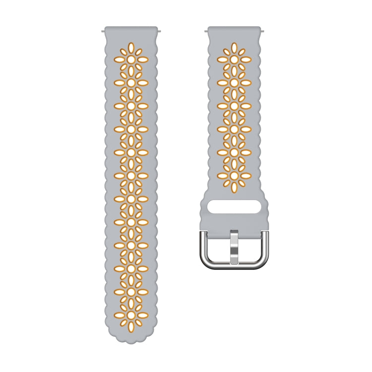 For Samsung Galaxy Watch 6 / 6 Classic Two Color Plum Blossom Hollowed Silicone Watch Band