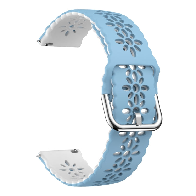 For Samsung Galaxy Watch 6 / 6 Classic Two Color Plum Blossom Hollowed Silicone Watch Band