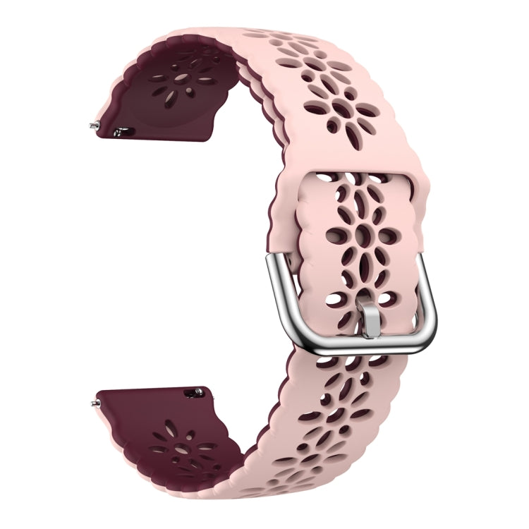 For Samsung Galaxy Watch 6 / 6 Classic Two Color Plum Blossom Hollowed Silicone Watch Band