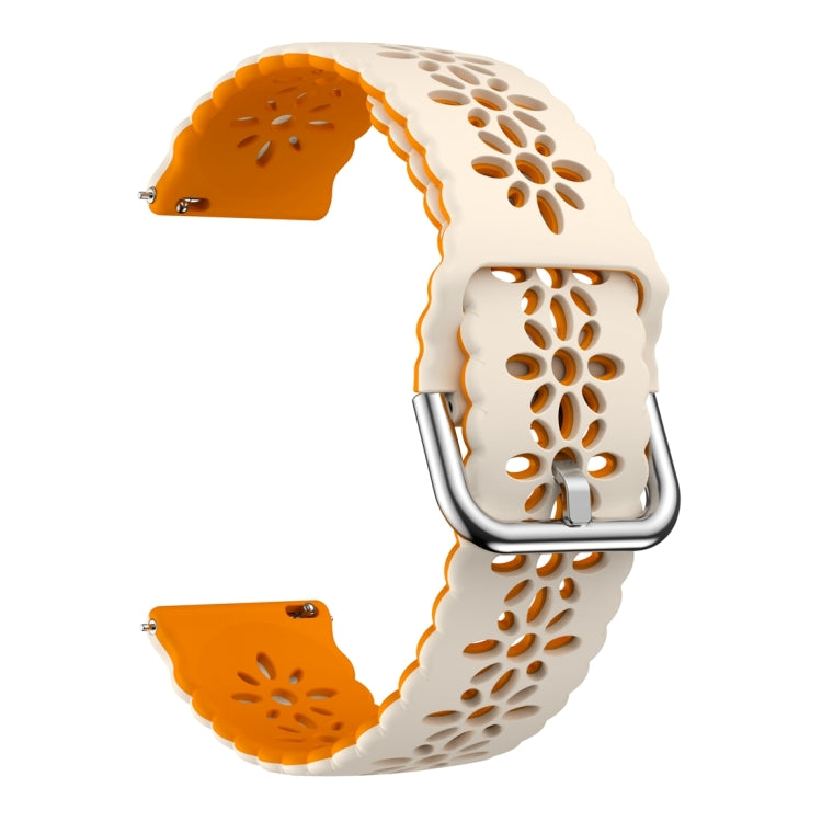 For Samsung Galaxy Watch 6 / 6 Classic Two Color Plum Blossom Hollowed Silicone Watch Band