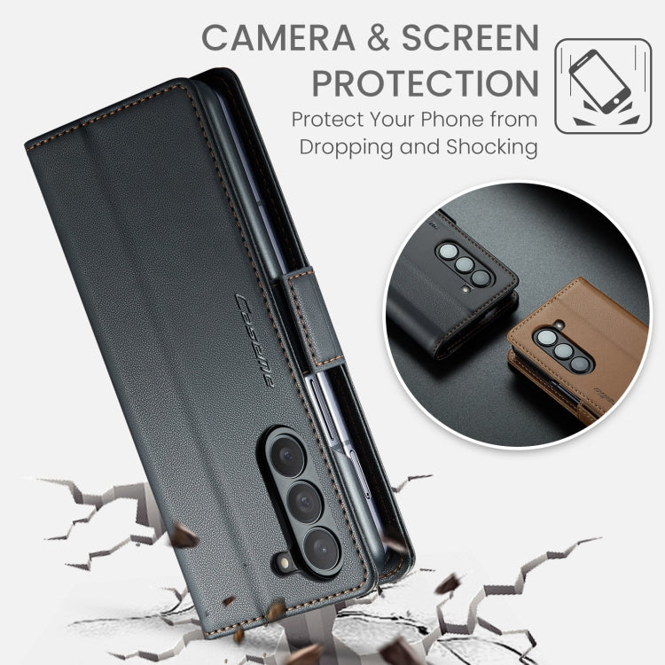 For Samsung Galaxy Z Fold6 5G CaseMe 023 Butterfly Buckle Litchi Texture RFID Anti-theft Leather Phone Case