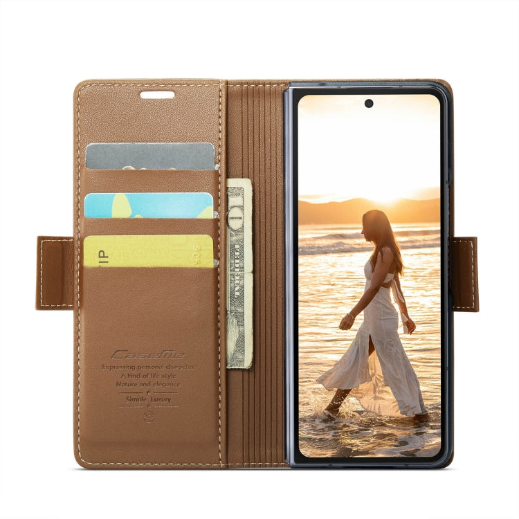For Samsung Galaxy Z Fold6 5G CaseMe 023 Butterfly Buckle Litchi Texture RFID Anti-theft Leather Phone Case