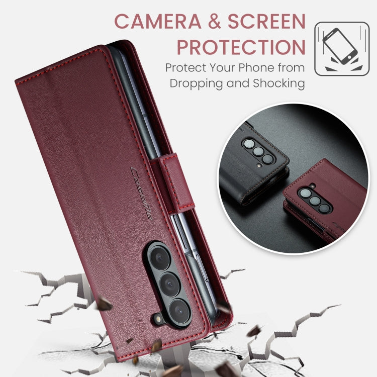 For Samsung Galaxy Z Fold6 5G CaseMe 023 Butterfly Buckle Litchi Texture RFID Anti-theft Leather Phone Case
