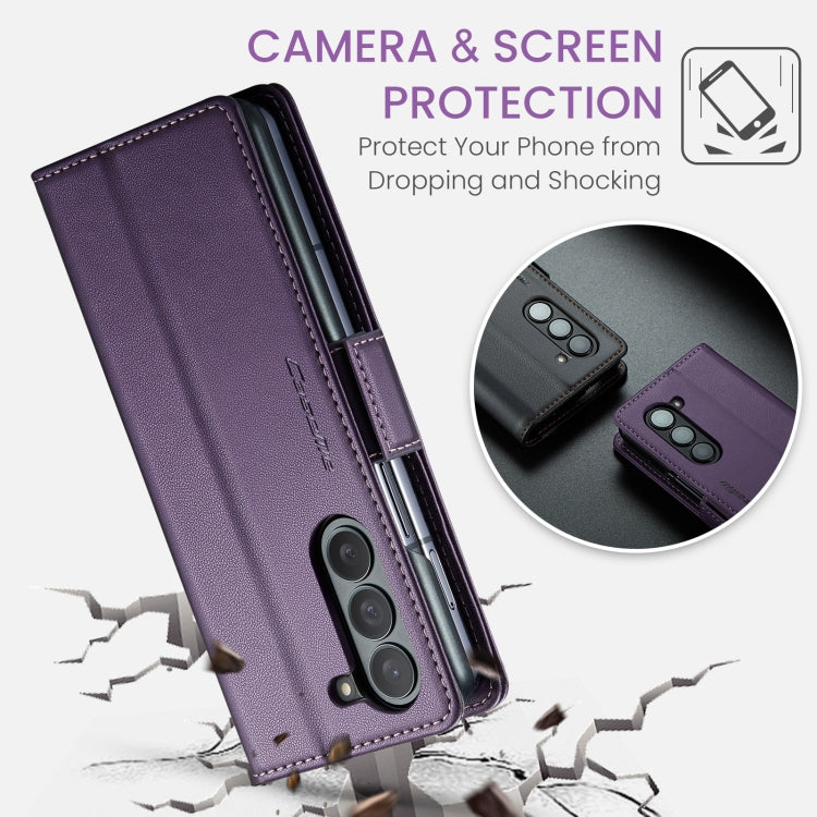 For Samsung Galaxy Z Fold6 5G CaseMe 023 Butterfly Buckle Litchi Texture RFID Anti-theft Leather Phone Case