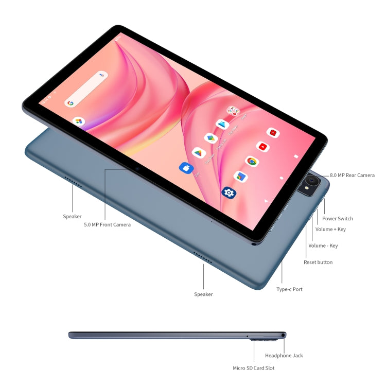 Pritom P30H 4G LTE Tablet, 10GB+128GB, 10.1 inch, Android 13 UNISOC T606 Octa Core CPU, Global Version with Google Play, US Plug(Gray Silver)