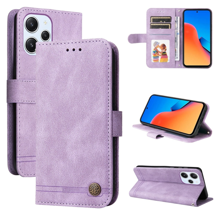 For Xiaomi Redmi 12 4G Skin Feel Life Tree Metal Button Leather Phone Case