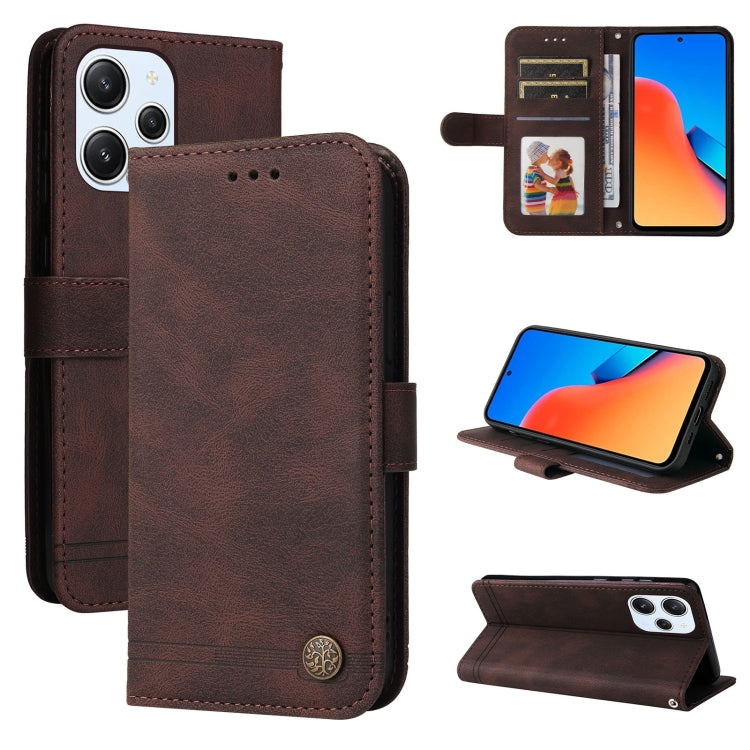 For Xiaomi Redmi 12 4G Skin Feel Life Tree Metal Button Leather Phone Case