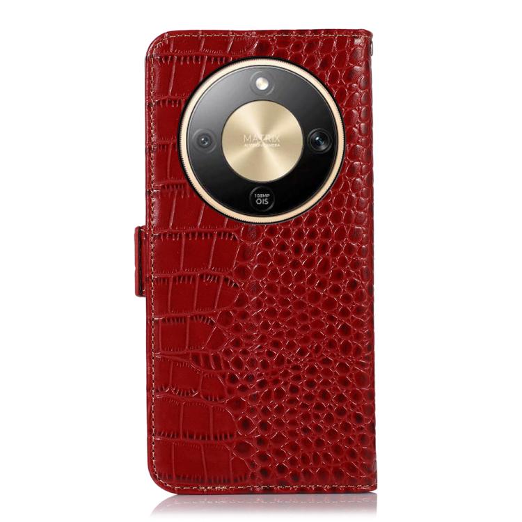 For Honor X9d 5G Crocodile Top Layer Cowhide Leather Phone Case