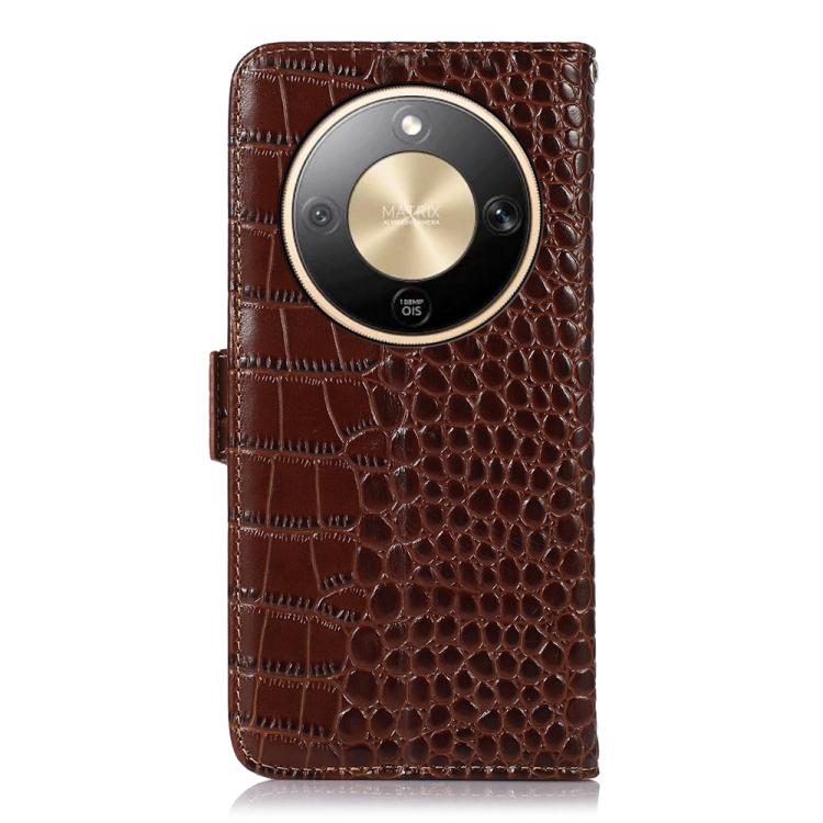 For Honor X9d 5G Crocodile Top Layer Cowhide Leather Phone Case