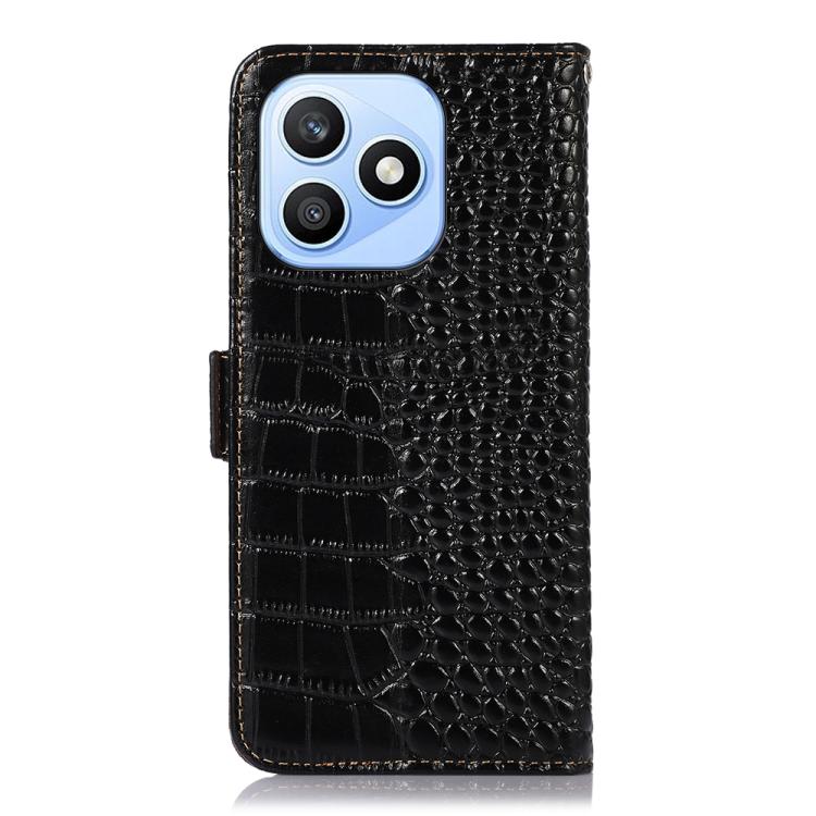 For Honor X8d 4G Crocodile Top Layer Cowhide Leather Phone Case