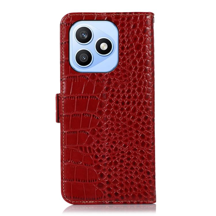 For Honor X8d 4G Crocodile Top Layer Cowhide Leather Phone Case