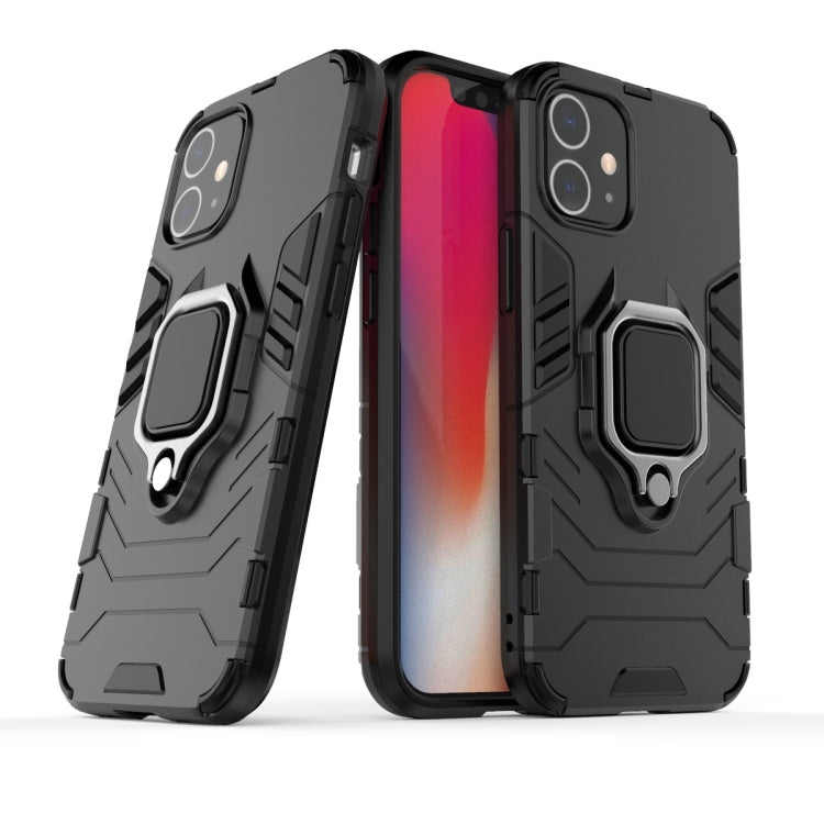 For iPhone 12 mini Shockproof PC + TPU Protective Case with Magnetic Ring Holder(Black)
