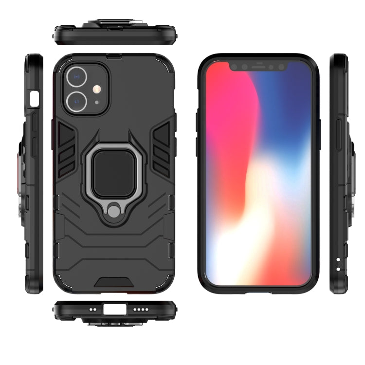 For iPhone 12 mini Shockproof PC + TPU Protective Case with Magnetic Ring Holder(Black)