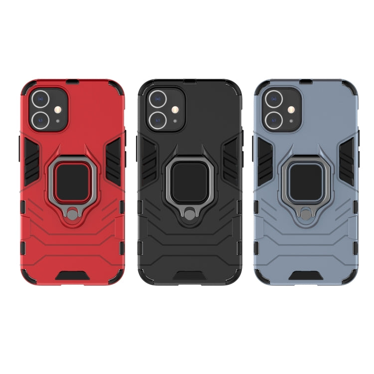 For iPhone 12 mini Shockproof PC + TPU Protective Case with Magnetic Ring Holder(Black)