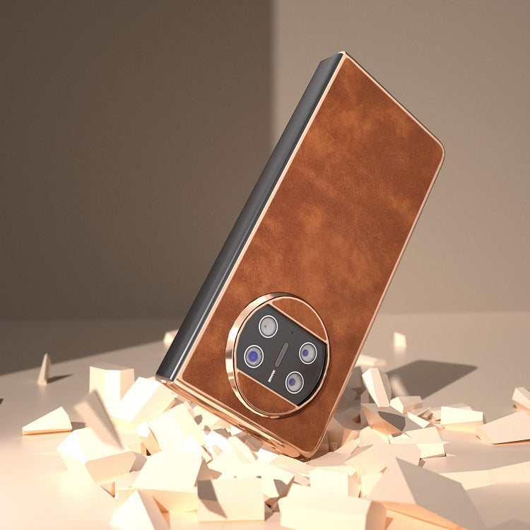 For Huawei Mate X3 Nano Plating Morocco Texture PU Phone Case