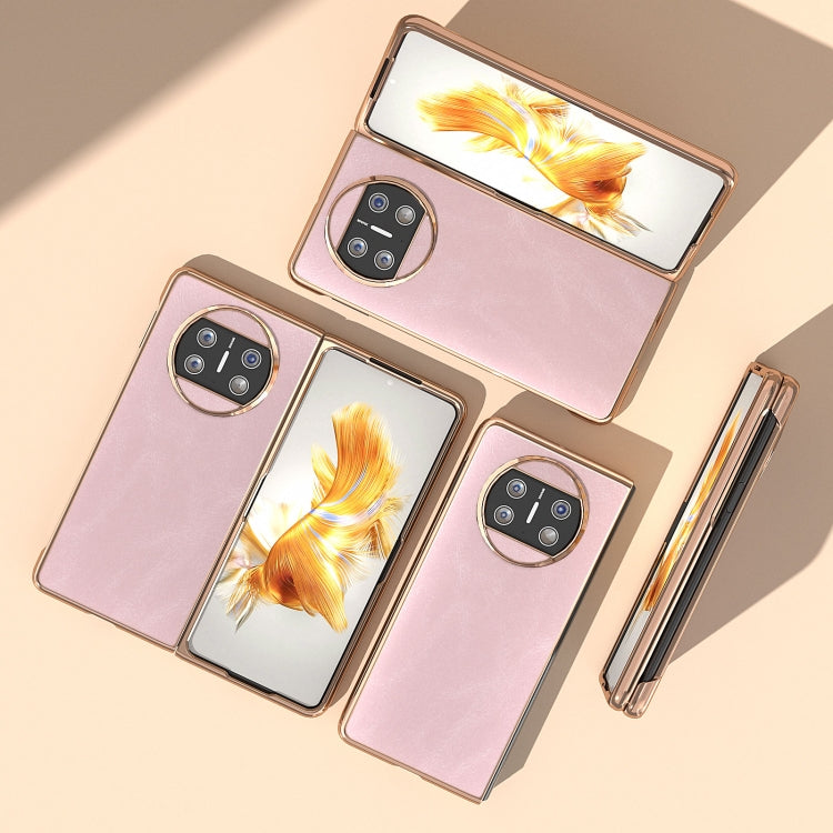 For Huawei Mate X3 Nano Plating Cowhide Texture PU Phone Case