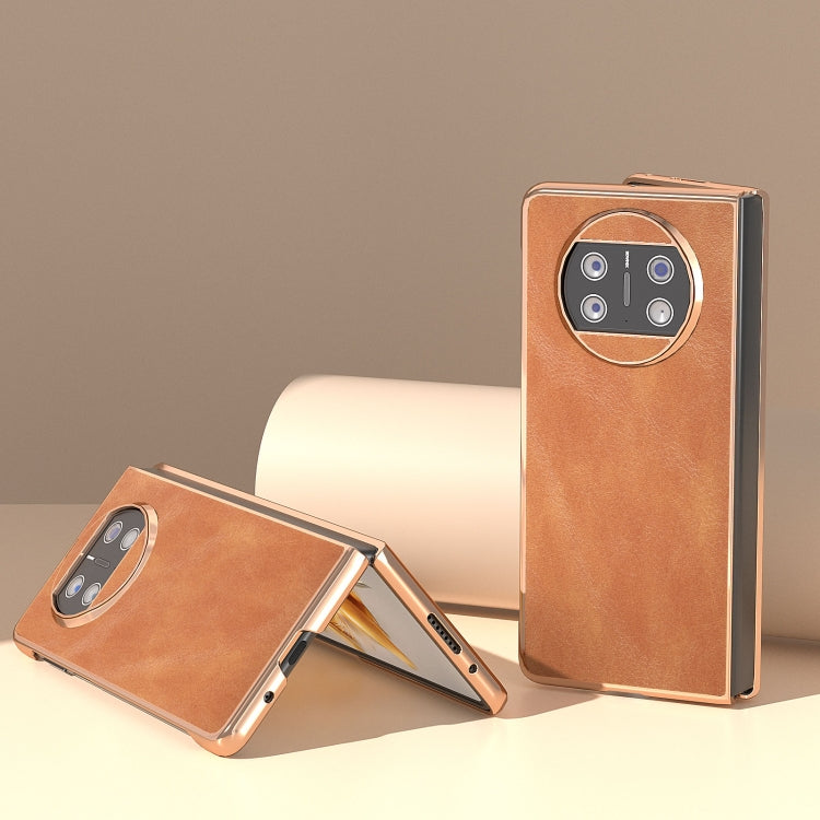 For Huawei Mate X3 Nano Plating Cowhide Texture PU Phone Case