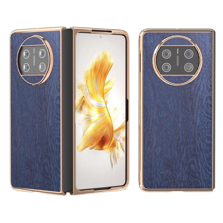 For Huawei Mate X3 Nano Plating Wood Texture PU Phone Case