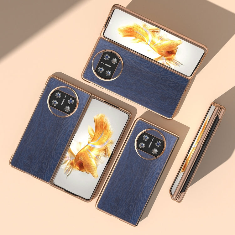 For Huawei Mate X3 Nano Plating Wood Texture PU Phone Case