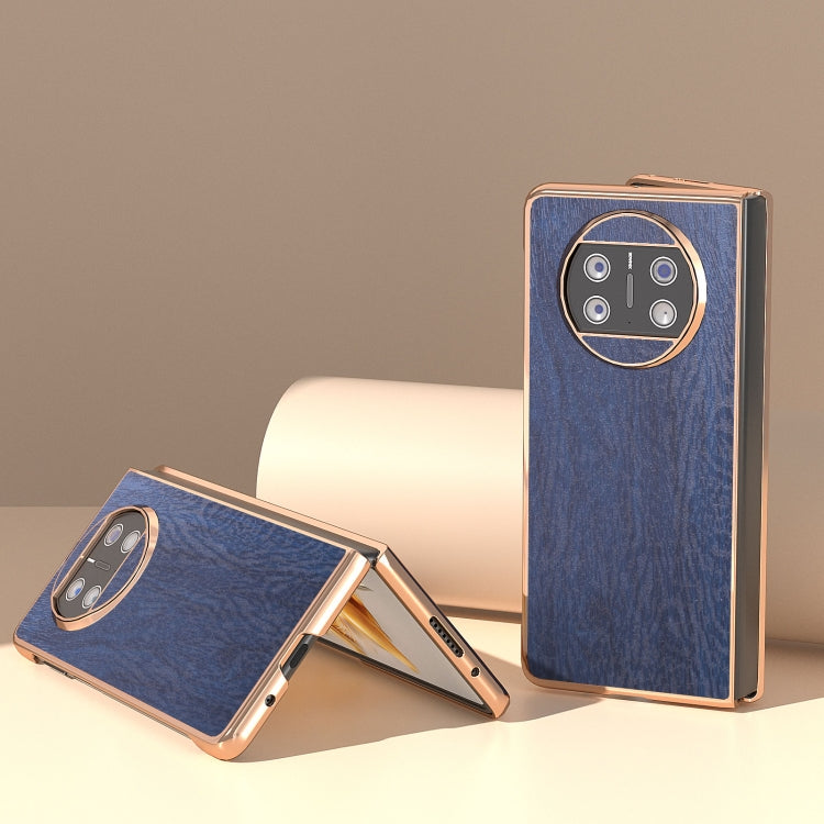 For Huawei Mate X3 Nano Plating Wood Texture PU Phone Case