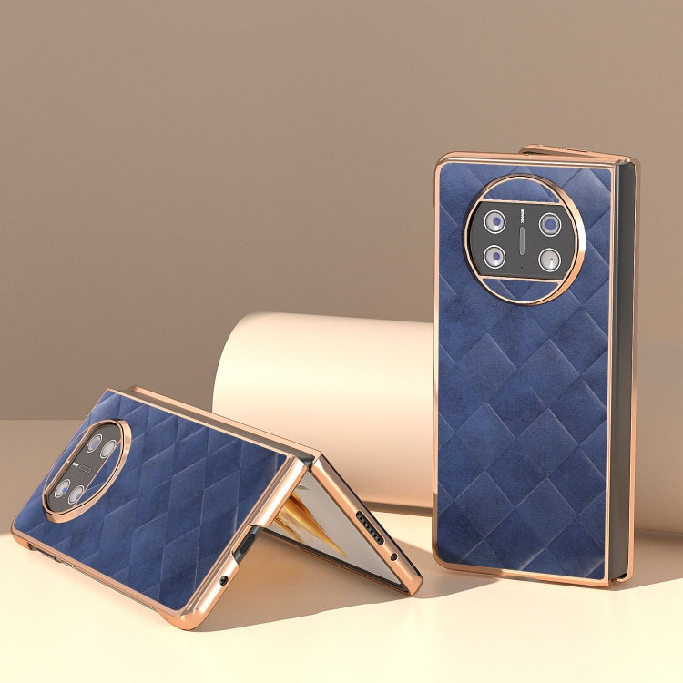 For Huawei Mate X3 Nano Plating Weave Plaid Texture PU Phone Case