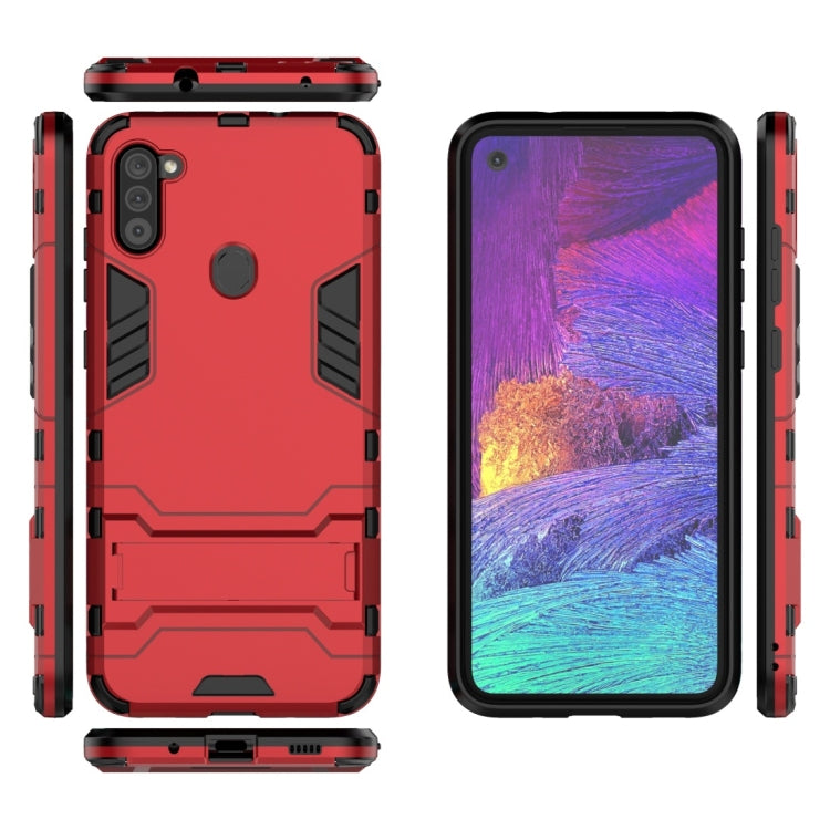 For Samsung Galaxy A11 PC + TPU Shockproof Protective Case with Invisible Holder