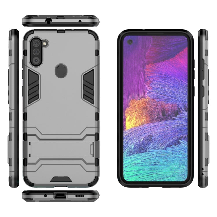 For Samsung Galaxy A11 PC + TPU Shockproof Protective Case with Invisible Holder