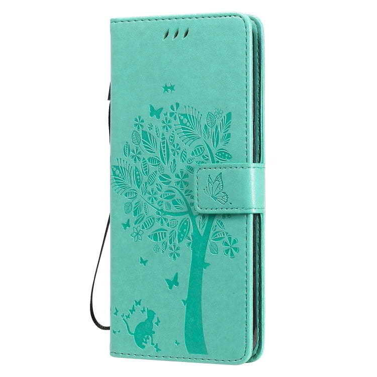 For LG V60 ThinQ 5G Tree & Cat Embossed Pattern Horizontal Flip Leather Case with Holder & Card Slots & Wallet & Lanyard