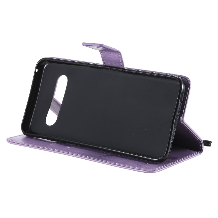 For LG V60 ThinQ 5G Tree & Cat Embossed Pattern Horizontal Flip Leather Case with Holder & Card Slots & Wallet & Lanyard