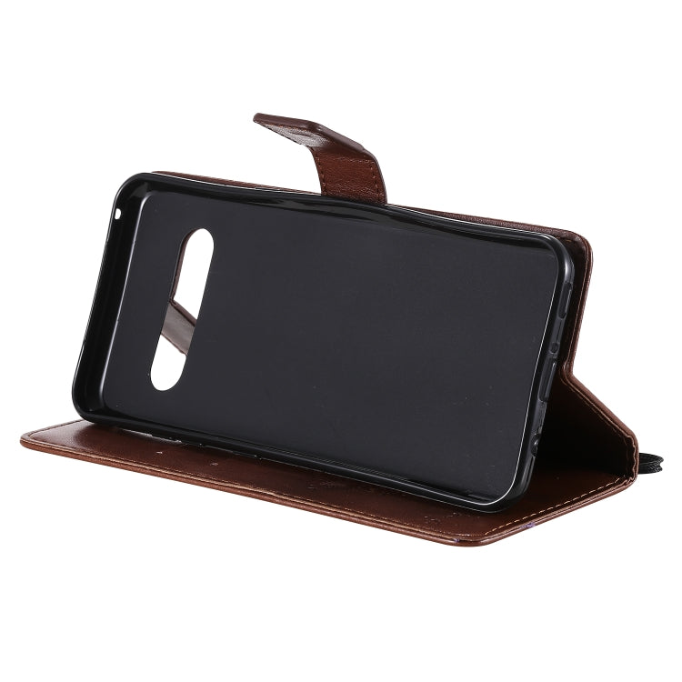 For LG V60 ThinQ 5G Tree & Cat Embossed Pattern Horizontal Flip Leather Case with Holder & Card Slots & Wallet & Lanyard