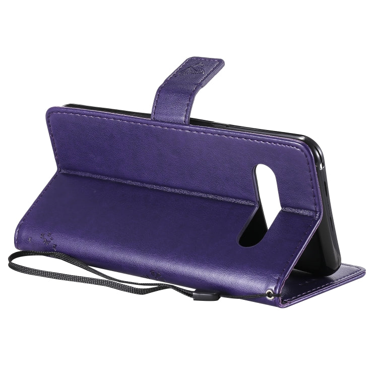 For LG V60 ThinQ 5G Tree & Cat Embossed Pattern Horizontal Flip Leather Case with Holder & Card Slots & Wallet & Lanyard