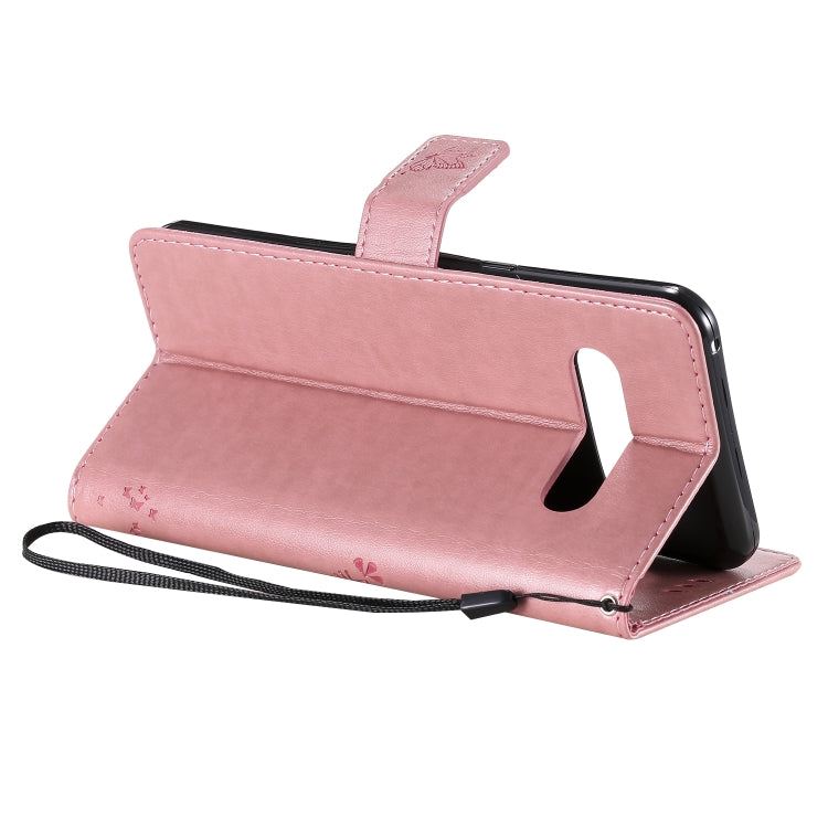 For LG V60 ThinQ 5G Tree & Cat Embossed Pattern Horizontal Flip Leather Case with Holder & Card Slots & Wallet & Lanyard