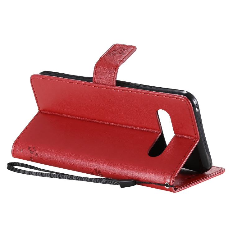 For LG V60 ThinQ 5G Tree & Cat Embossed Pattern Horizontal Flip Leather Case with Holder & Card Slots & Wallet & Lanyard