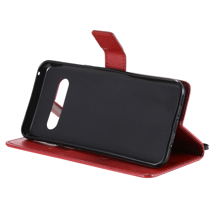 For LG V60 ThinQ 5G Tree & Cat Embossed Pattern Horizontal Flip Leather Case with Holder & Card Slots & Wallet & Lanyard