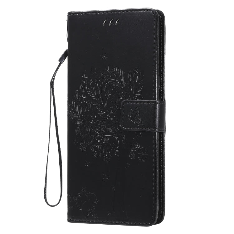 For LG V60 ThinQ 5G Tree & Cat Embossed Pattern Horizontal Flip Leather Case with Holder & Card Slots & Wallet & Lanyard
