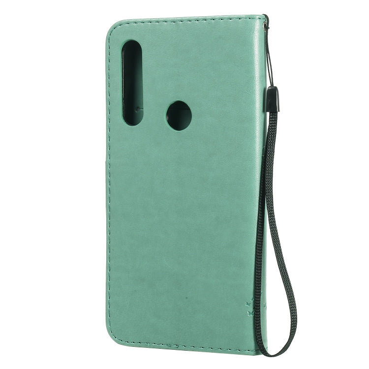 For Motorola Moto G Power Tree & Cat Embossed Pattern Horizontal Flip Leather Case with Holder & Card Slots & Wallet & Lanyard