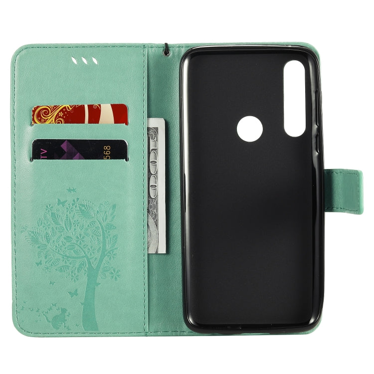 For Motorola Moto G Power Tree & Cat Embossed Pattern Horizontal Flip Leather Case with Holder & Card Slots & Wallet & Lanyard